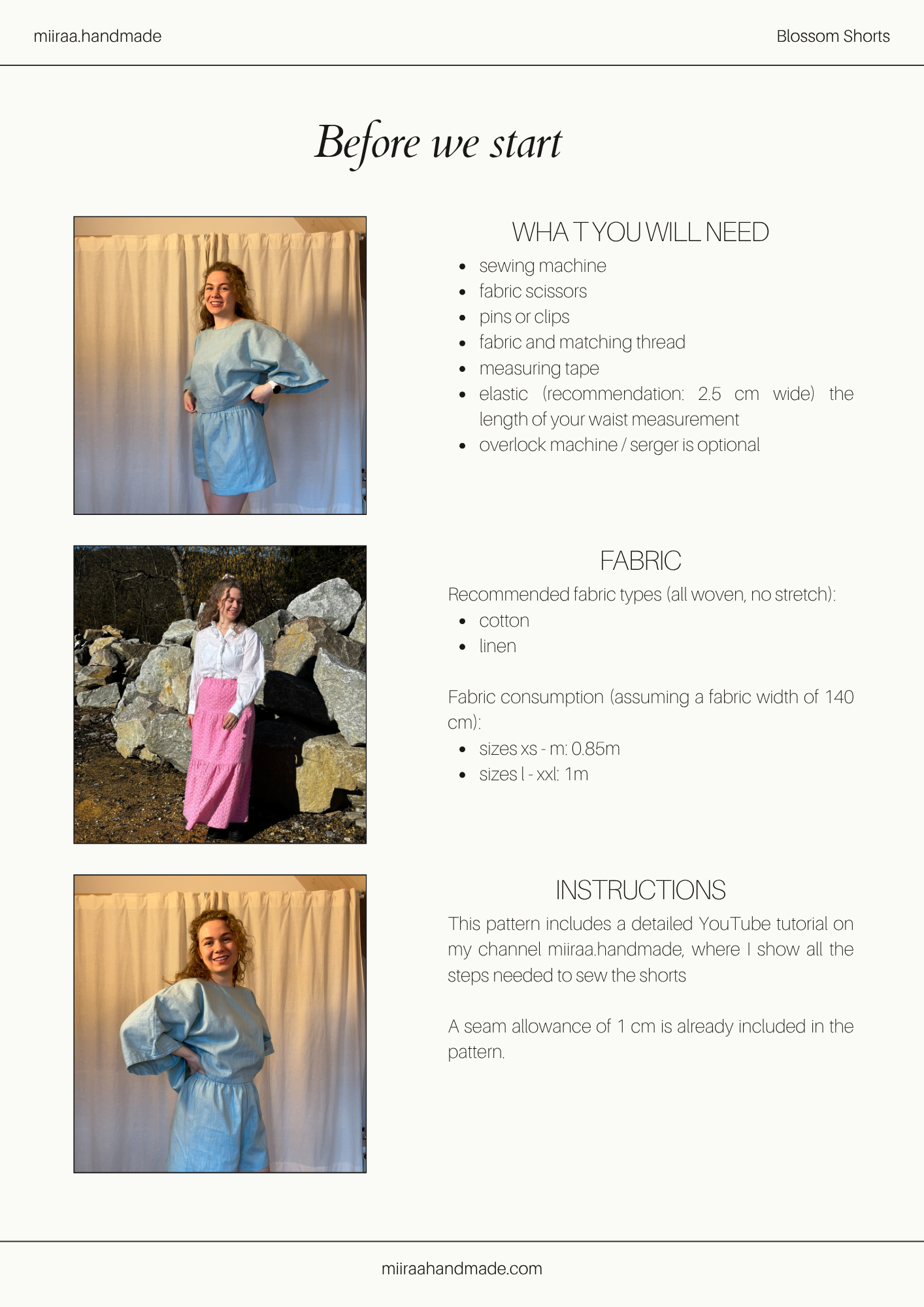 Blossom Shorts - Digital Sewing Pattern